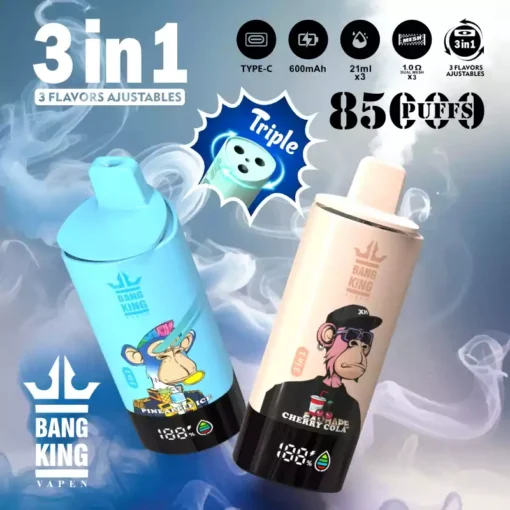 High Capacity BANG KING DSK052 85000 Puffs Three in One Vape for Bulk Orders